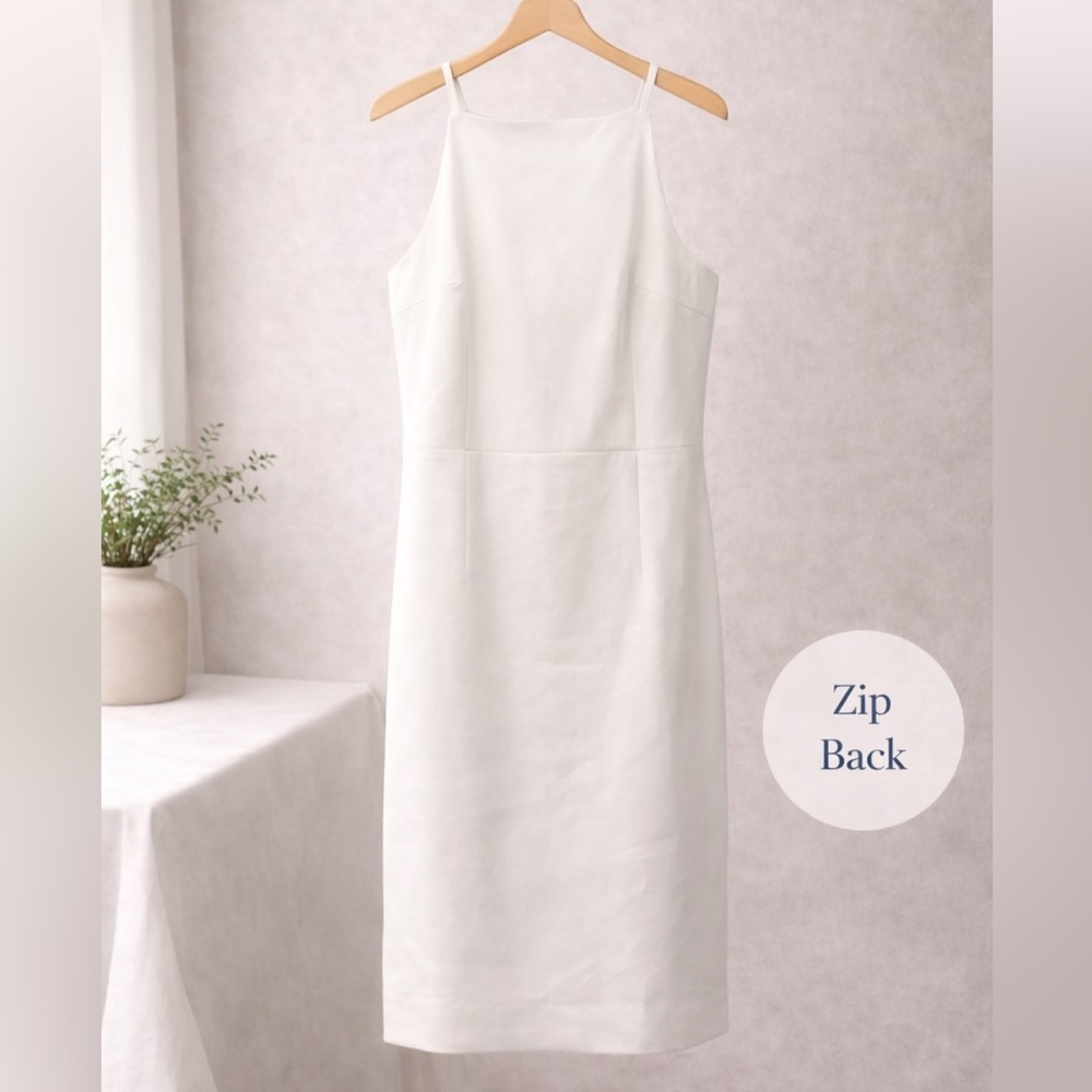 French Connection White Midi Slip Dress